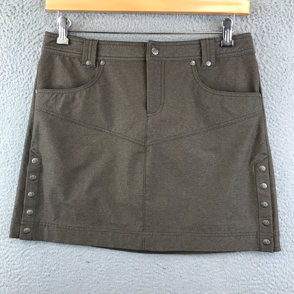 Athleta Take A Hike Skirt Size 8 Brown Snap Side Detail Hiking Outdoor